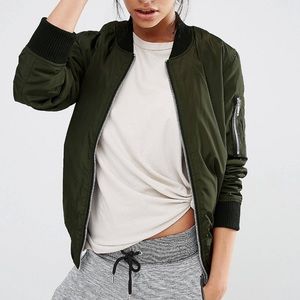 New Look Olive Green Padded Bomber Jacket
